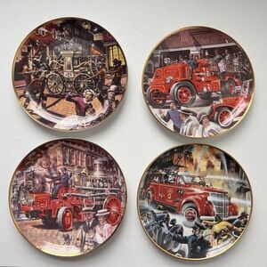 Four National Fire Museum Plates Mack Bulldog‎ Philadelphia Christie Amoskeag